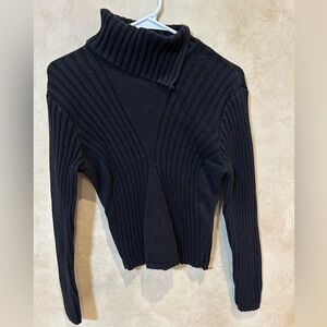 Women's Black Ribbed Turtleneck Sweater style & co petite large chunky knit